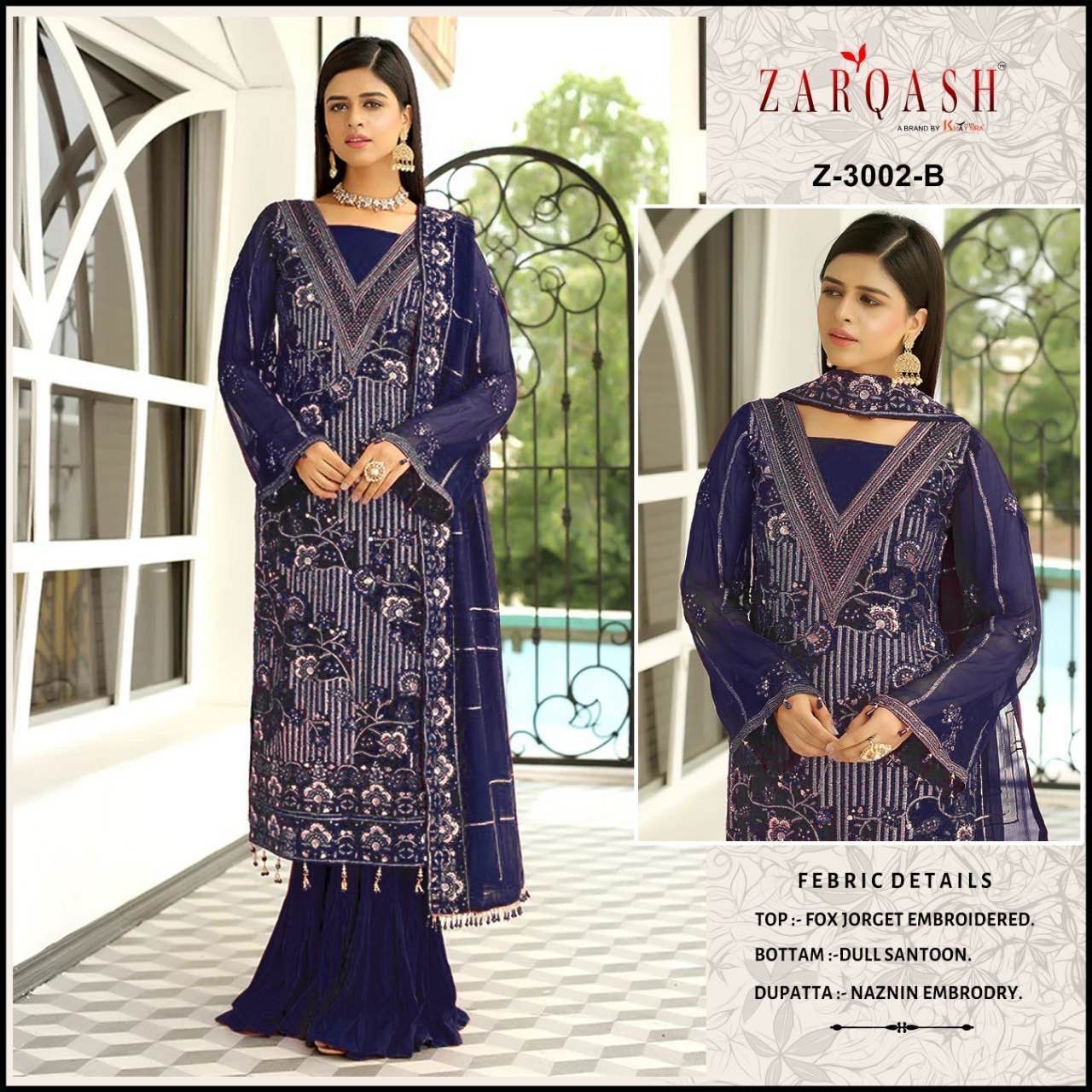 Zarqash Z 3002 Festive Wear Wholesale Georgette Pakistani Suit Catalog